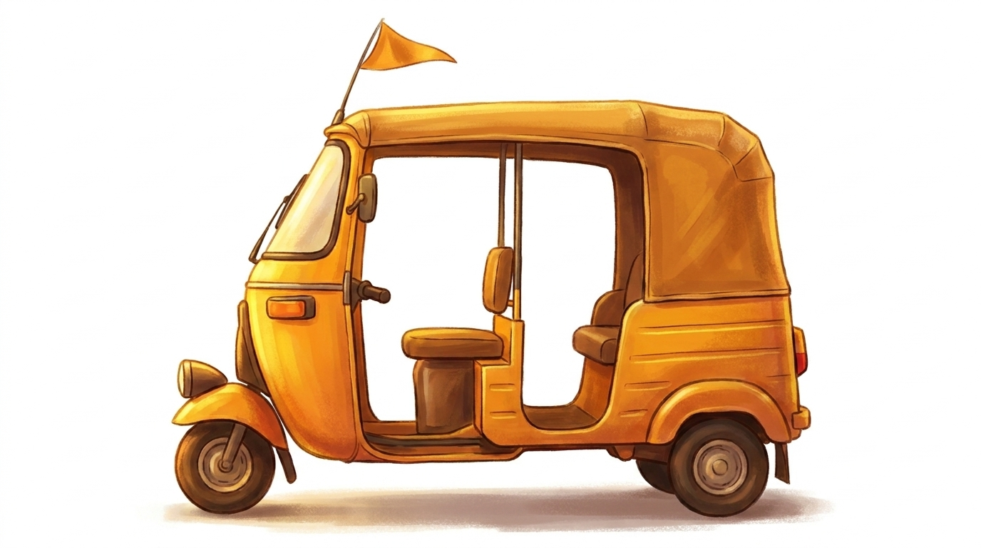 mydiio pioneer tuk-tuk with amber flag — founding advertiser programme