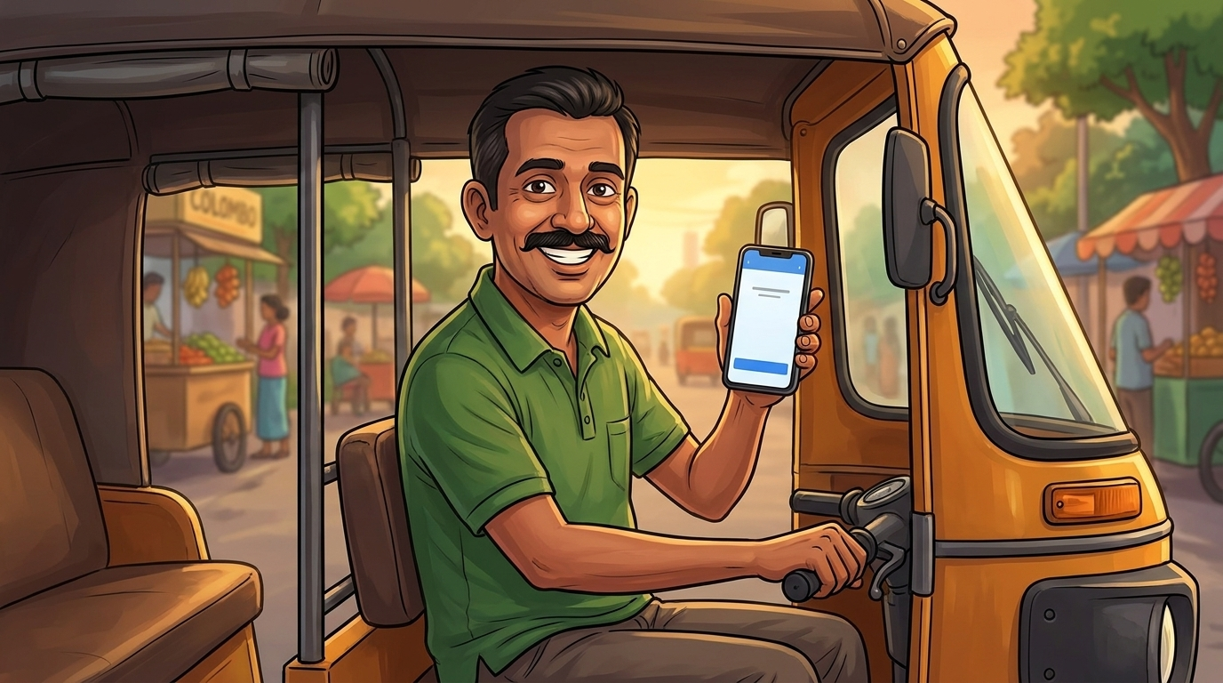 Tuk-tuk driver earning passive income with mydiio advertising platform